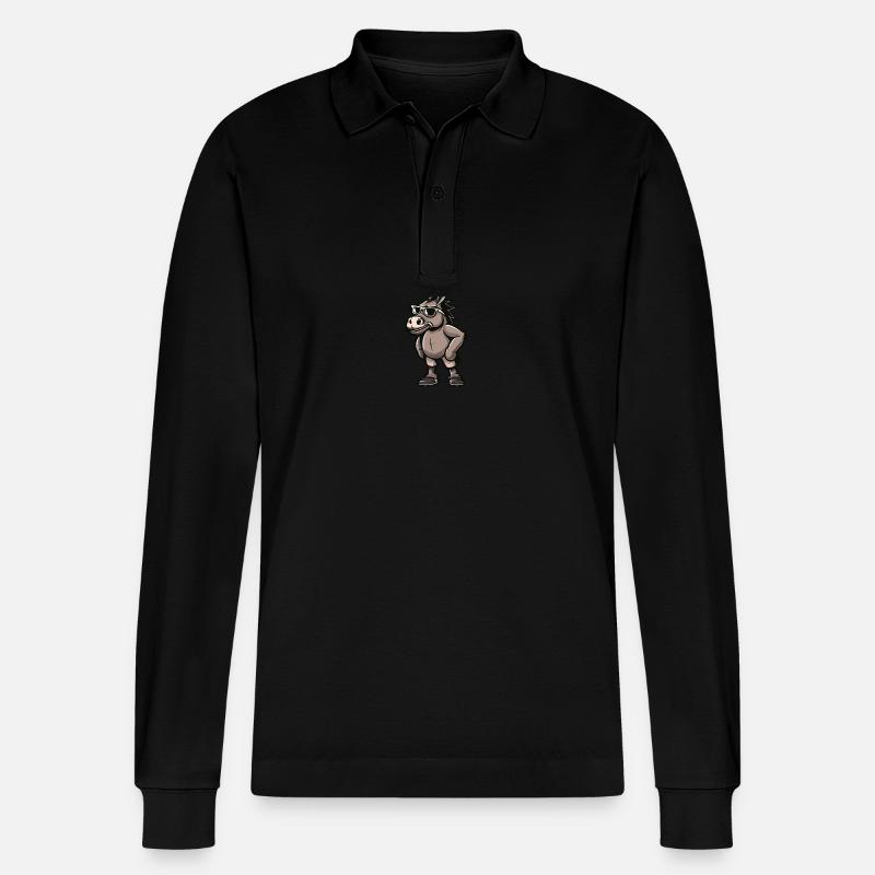 Esel Cool Comic - Stanley/Stella Unisex Bio-Langarm-Poloshirt Prepster - Schwarz
