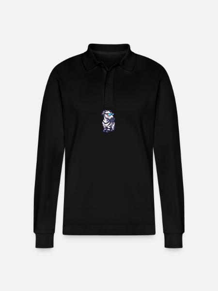 Zebra Cool Comic - Stanley/Stella Organic Unisex Long-Sleeved Polo Shirt Prepster - black