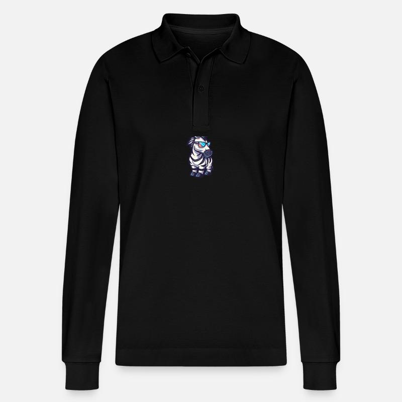 Zebra Cool Comic - Stanley/Stella Organic Unisex Long-Sleeved Polo Shirt Prepster - black