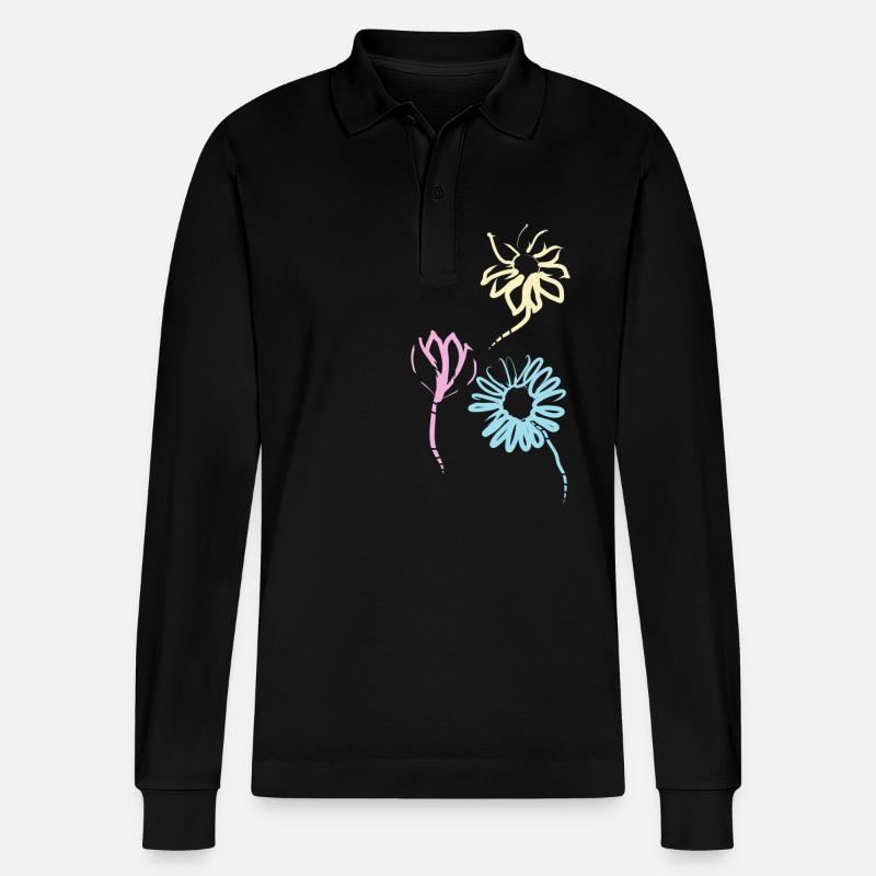 Bunte Blumen der Freundschaft - Stanley/Stella Unisex Bio-Langarm-Poloshirt Prepster - Schwarz