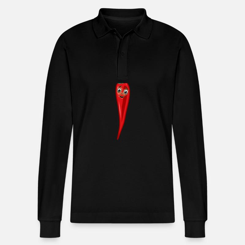 Chilischote Peperoni Küche Köche Koch - Stanley/Stella Unisex Bio-Langarm-Poloshirt Prepster - Schwarz