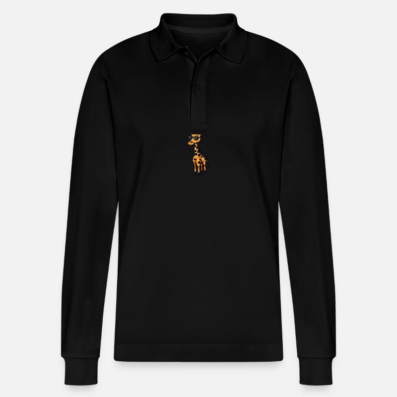 Giraffe Cool Comic - Stanley/Stella Unisex Bio-Langarm-Poloshirt Prepster - Schwarz