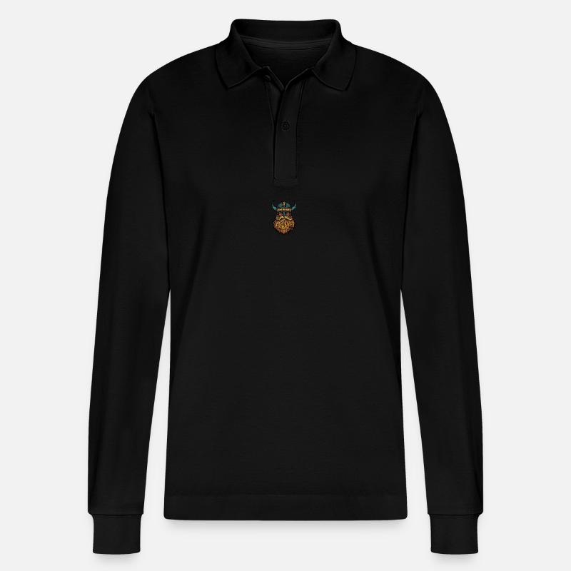 Wikinger Helm - Stanley/Stella Unisex Bio-Langarm-Poloshirt Prepster - Schwarz