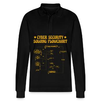Flussdiagramm zur Lösung der Cybersicherheit - Stanley/Stella Unisex Bio-Langarm-Poloshirt Prepster - Schwarz - Vorne - Anna (173cm) & Nico (186cm)