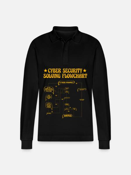 Cyber Security Solving Flowchart - Stanley/Stella Organic Unisex Long-Sleeved Polo Shirt Prepster - black