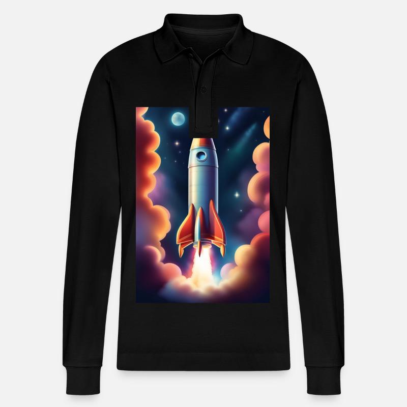Fusée volant dans l’espace - Polo à manches longues bio PREPSTER Stanley/Stella Unisexe - noir