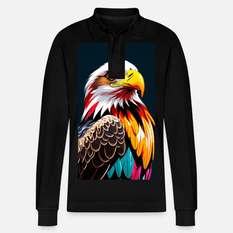 Eagle Side - Stanley/Stella Unisex Bio-Langarm-Poloshirt Prepster - Schwarz