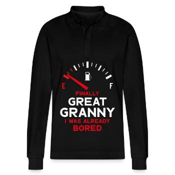 FINALLY GREAT GRANNY ENDLICH UROMA - Stanley/Stella Unisex Bio-Langarm-Poloshirt Prepster - Schwarz - Vorne - Anna (173cm) & Nico (186cm)