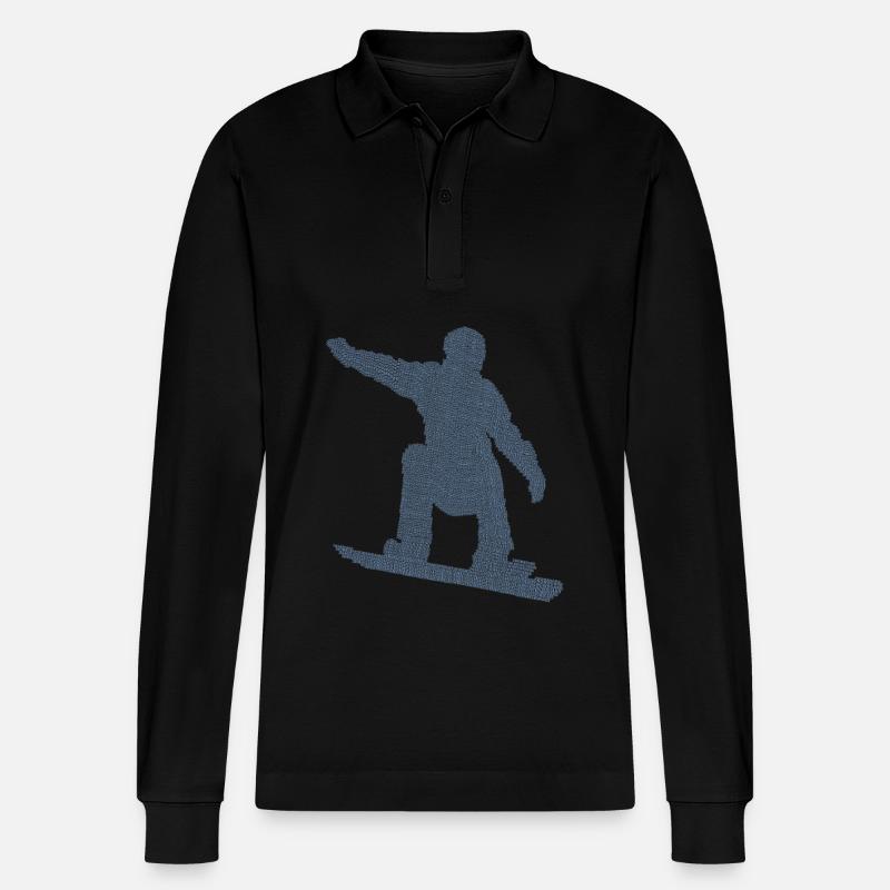 Snowboarder Geschenkideen Snowboard - Stanley/Stella Unisex Bio-Langarm-Poloshirt Prepster - Schwarz