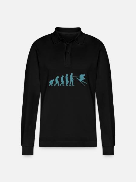 Ski Evolution Tshirt - Stanley/Stella Organic Unisex Long-Sleeved Polo Shirt Prepster - black