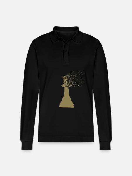 Chess queen king dispersion - Stanley/Stella Organic Unisex Long-Sleeved Polo Shirt Prepster - black