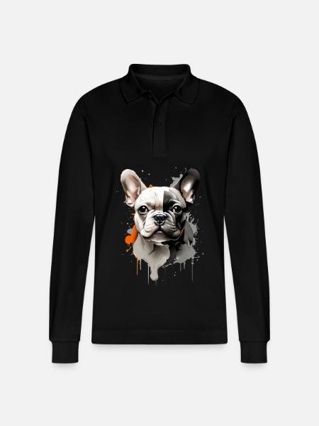 CUTE FRENCH BULLDOG - Stanley/Stella Organic Unisex Long-Sleeved Polo Shirt Prepster - black