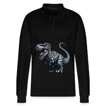Dino Trex Zebra Fusion Fantasiewesen skurril - Stanley/Stella Unisex Bio-Langarm-Poloshirt Prepster - Schwarz - Vorne - Anna (173cm) & Nico (186cm)