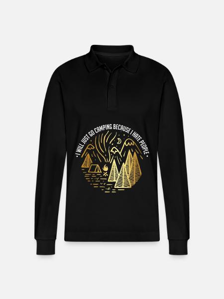 Camping Nature Camping People - Stanley/Stella Organic Unisex Long-Sleeved Polo Shirt Prepster - black