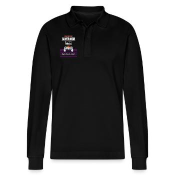 Meilleur cadeau de fête des mères maman Gamer Mom - Polo à manches longues bio PREPSTER Stanley/Stella Unisexe - noir - Devant - Anna (173cm) & Nico (186cm)