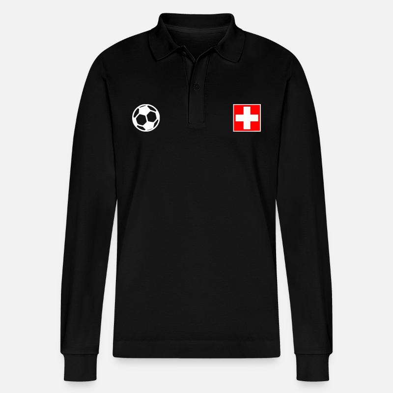 Schweiz - Stanley/Stella Unisex Bio-Langarm-Poloshirt Prepster - Schwarz