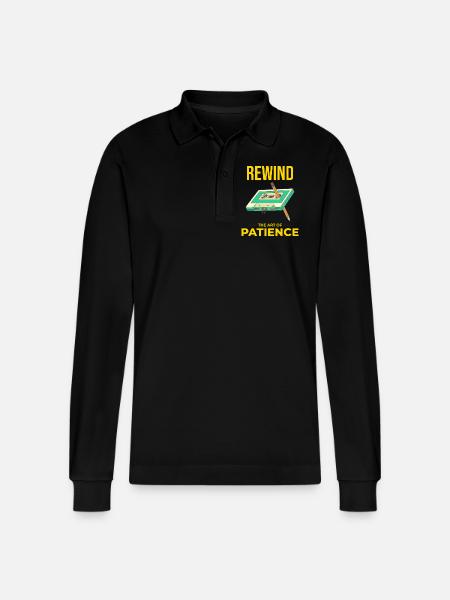 Kassettebånd Tilbagespoling 80'erne Nostalgi Retro 1980'erne - Stanley/Stella Prepster økologisk unisex langærmet poloshirt - sort