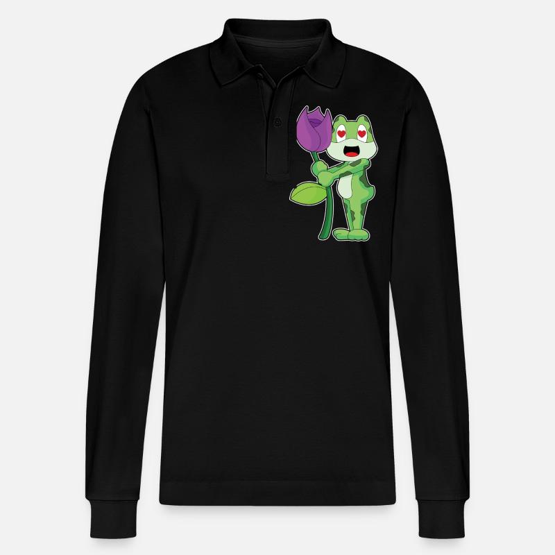 Fleur de grenouille - Polo à manches longues bio PREPSTER Stanley/Stella Unisexe - noir