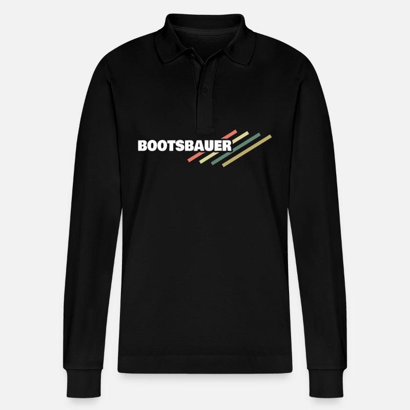 Arbeitsplatz Bootsbauer - Stanley/Stella Unisex Bio-Langarm-Poloshirt Prepster - Schwarz