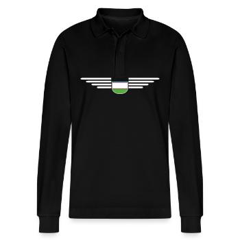 Usbekistan T-Shirt – Stolz und Kultur - Stanley/Stella Unisex Bio-Langarm-Poloshirt Prepster - Schwarz - Vorne - Anna (173cm) & Nico (186cm)