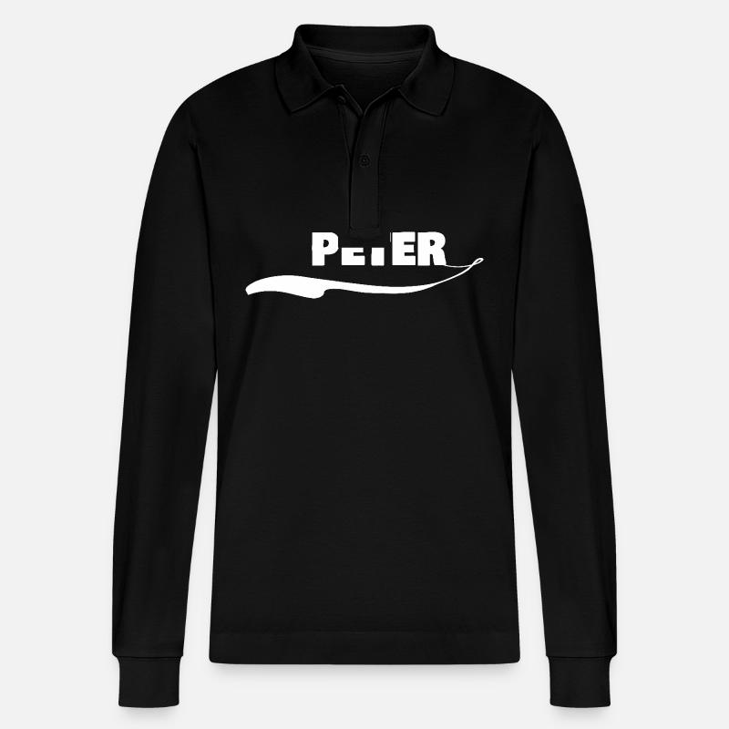 Geschenk für Peter - Stanley/Stella Unisex Bio-Langarm-Poloshirt Prepster - Schwarz