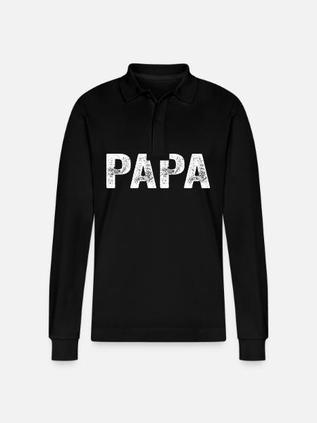 Dad Dad Dad Gift - Stanley/Stella Organic Unisex Long-Sleeved Polo Shirt Prepster - black