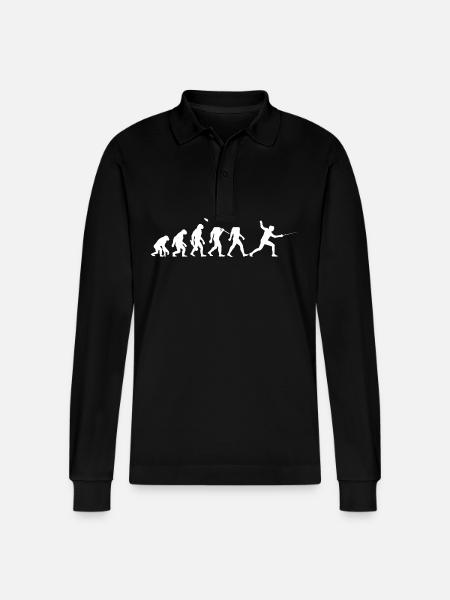 Evolution - Fechten - Fechter - Kampfsport - Stanley/Stella Unisex Bio-Langarm-Poloshirt Prepster - Schwarz