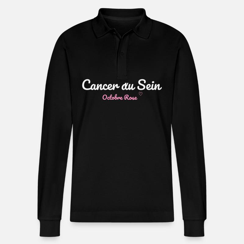 Cancer du Sein octobre rose - Polo à manches longues bio PREPSTER Stanley/Stella Unisexe - noir