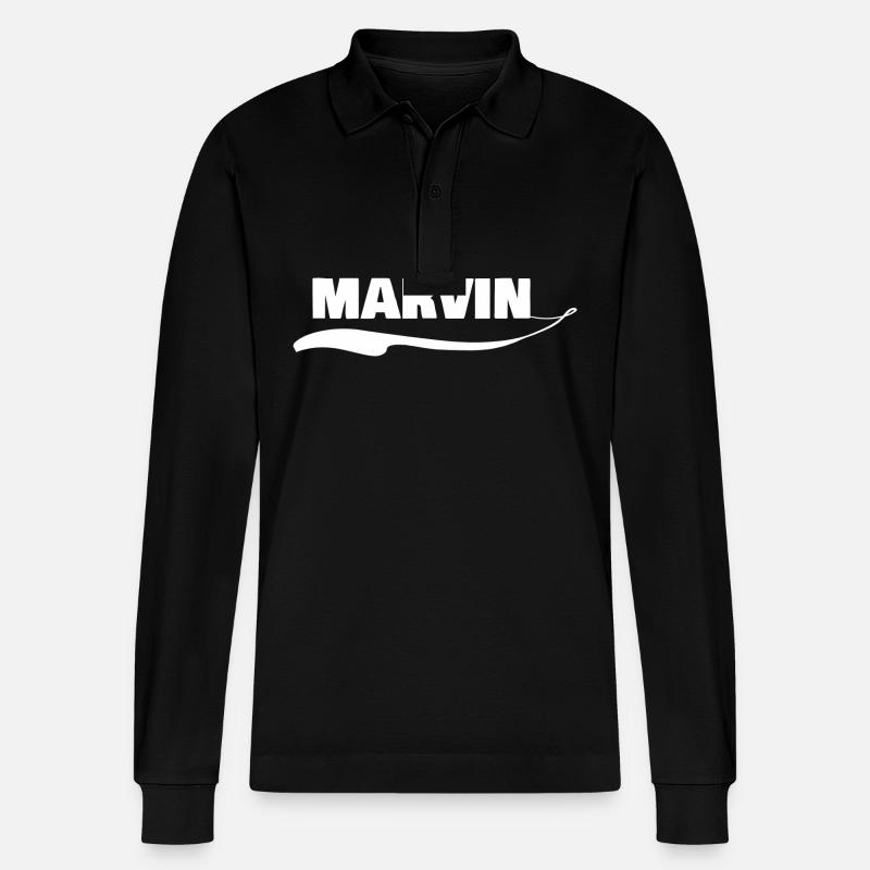 marvin als Vorname - Stanley/Stella Unisex Bio-Langarm-Poloshirt Prepster - Schwarz