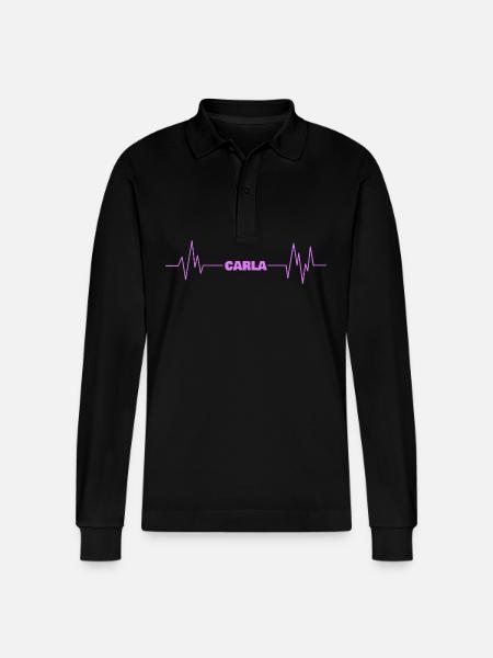 First name Carla - Stanley/Stella Organic Unisex Long-Sleeved Polo Shirt Prepster - black