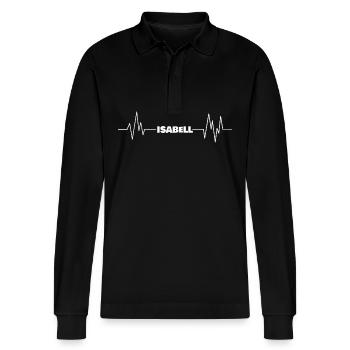 Isabell als Vorname - Stanley/Stella Unisex Bio-Langarm-Poloshirt Prepster - Schwarz - Vorne - Anna (173cm) & Nico (186cm)