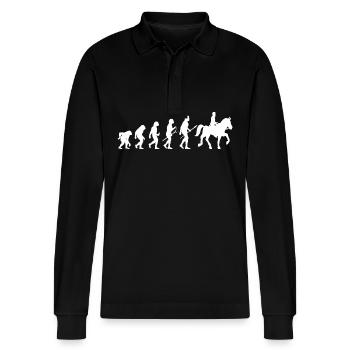 Reiten Evolution Pferde - Stanley/Stella Unisex Bio-Langarm-Poloshirt Prepster - Schwarz - Vorne - Anna (173cm) & Nico (186cm)