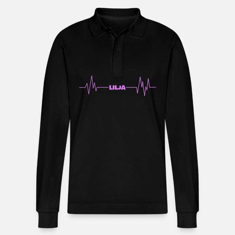 Lilja als Vorname - Stanley/Stella Unisex Bio-Langarm-Poloshirt Prepster - Schwarz
