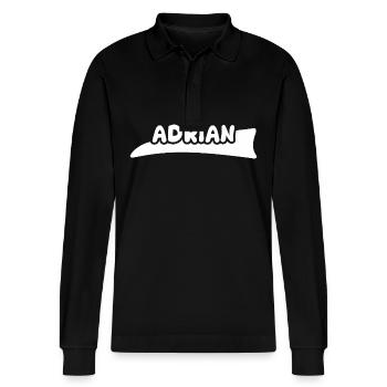 First name Adrian - Stanley/Stella Organic Unisex Long-Sleeved Polo Shirt Prepster - black - Front - Anna (173cm) & Nico (186cm)