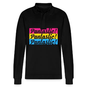 Pantastic Pride Design - Stanley/Stella Organic Unisex Long-Sleeved Polo Shirt Prepster - black - Front - Anna (173cm) & Nico (186cm)