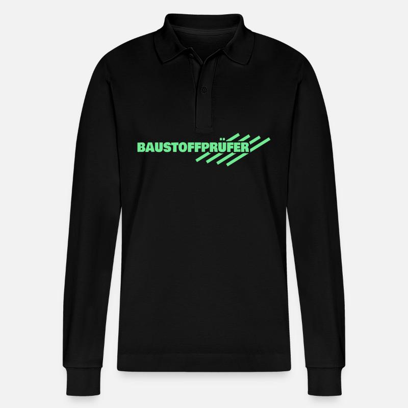Geschenk für Baustoffprüfer - Stanley/Stella Unisex Bio-Langarm-Poloshirt Prepster - Schwarz