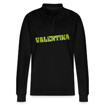 Nombre: Valentina - Polo de manga larga orgánico unisex Prepster de Stanley/Stella - negro - delante - Anna (173cm) & Nico (186cm)
