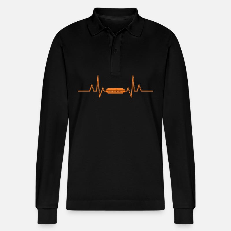 Harmonica Heartbeat Harmonica - Stanley/Stella Organic Unisex Long-Sleeved Polo Shirt Prepster - black
