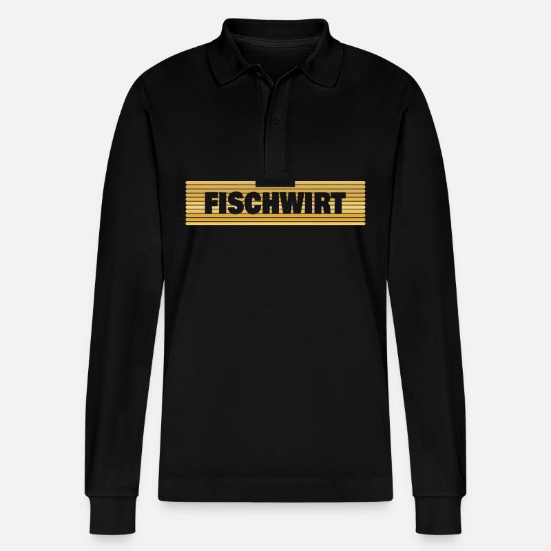 Fischwirt - Stanley/Stella Unisex Bio-Langarm-Poloshirt Prepster - Schwarz
