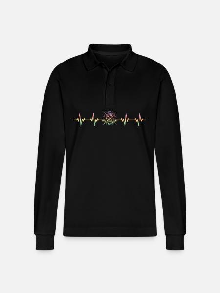 Masonic Tshirt, Masonic Gift - Stanley/Stella Organic Unisex Long-Sleeved Polo Shirt Prepster - black