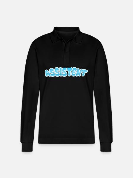 Gift for Assistant - Stanley/Stella Organic Unisex Long-Sleeved Polo Shirt Prepster - black