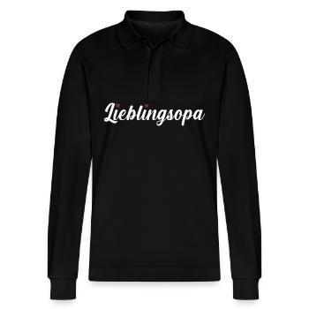 Großvater Opa - Stanley/Stella Unisex Bio-Langarm-Poloshirt Prepster - Schwarz - Vorne - Anna (173cm) & Nico (186cm)