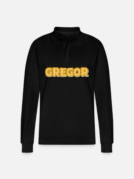 Gift for Gregor - Stanley/Stella Organic Unisex Long-Sleeved Polo Shirt Prepster - black