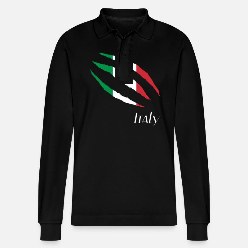 Italy - Stanley/Stella Unisex Bio-Langarm-Poloshirt Prepster - Schwarz