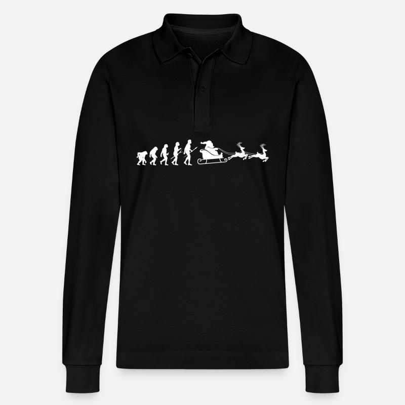 Père Noël Évolution Noël - Polo à manches longues bio PREPSTER Stanley/Stella Unisexe - noir