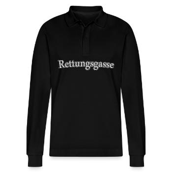 Emergency Lane - Stanley/Stella Organic Unisex Long-Sleeved Polo Shirt Prepster - black - Front - Anna (173cm) & Nico (186cm)