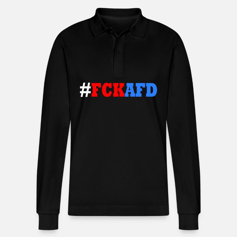 Fck afd - Stanley/Stella Unisex Bio-Langarm-Poloshirt Prepster - Schwarz
