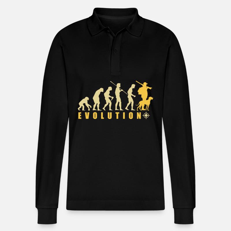 Evolution Hunter Funny Hunting Gift - Stanley/Stella Organic Unisex Long-Sleeved Polo Shirt Prepster - black