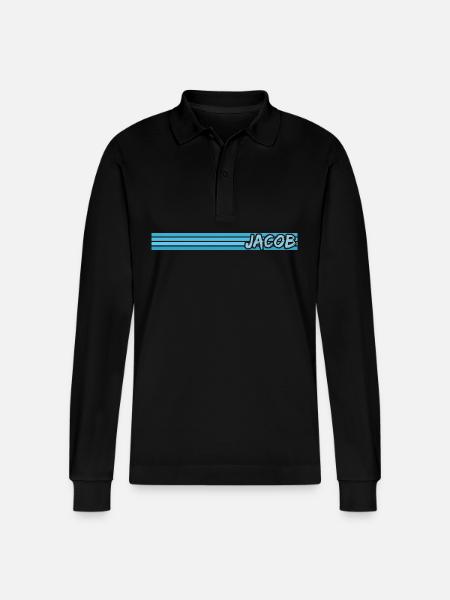 Gift for Jacob - Stanley/Stella Organic Unisex Long-Sleeved Polo Shirt Prepster - black