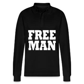 Free man t shirt homme libre - Polo à manches longues bio PREPSTER Stanley/Stella Unisexe - noir - Devant - Anna (173cm) & Nico (186cm)